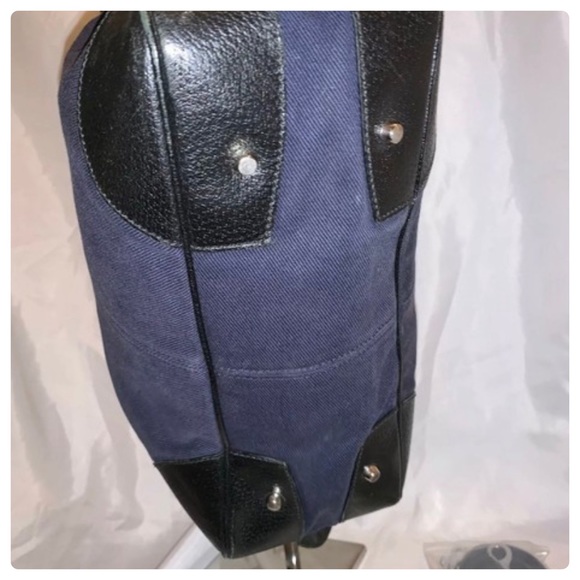 BALENCIAGA navy/black canvas twill/leather bag - Picture 8 of 11